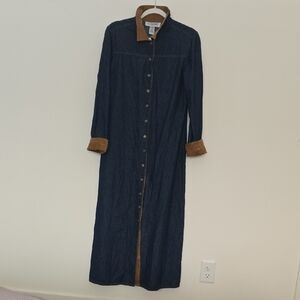 Vintage JG Hook Denim Snap Front Dress / Duster Jacket Unique Find Size 12